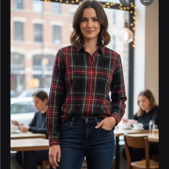 J. Crew Tops - J. Crew Women's Plaid Button Down Shirt - Red, Black, and Blue